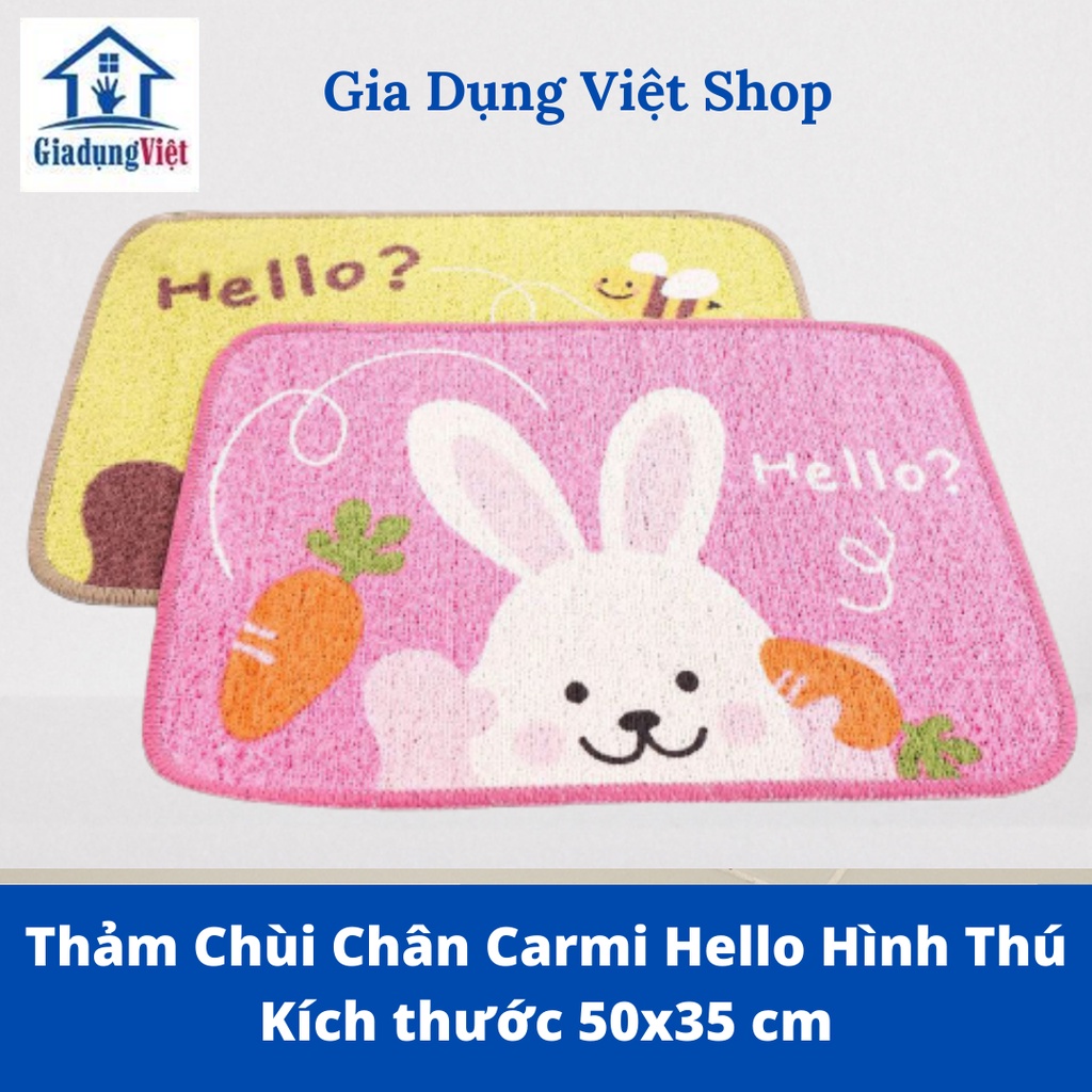 Thảm Lau Chân Carmi Hello Hình Thú 35x50 cm Sản Xuất Theo Công Nghệ Hàn Quốc