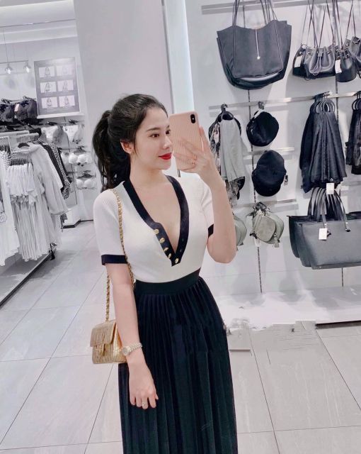 Áo len motoghi khuy viền hàng QC