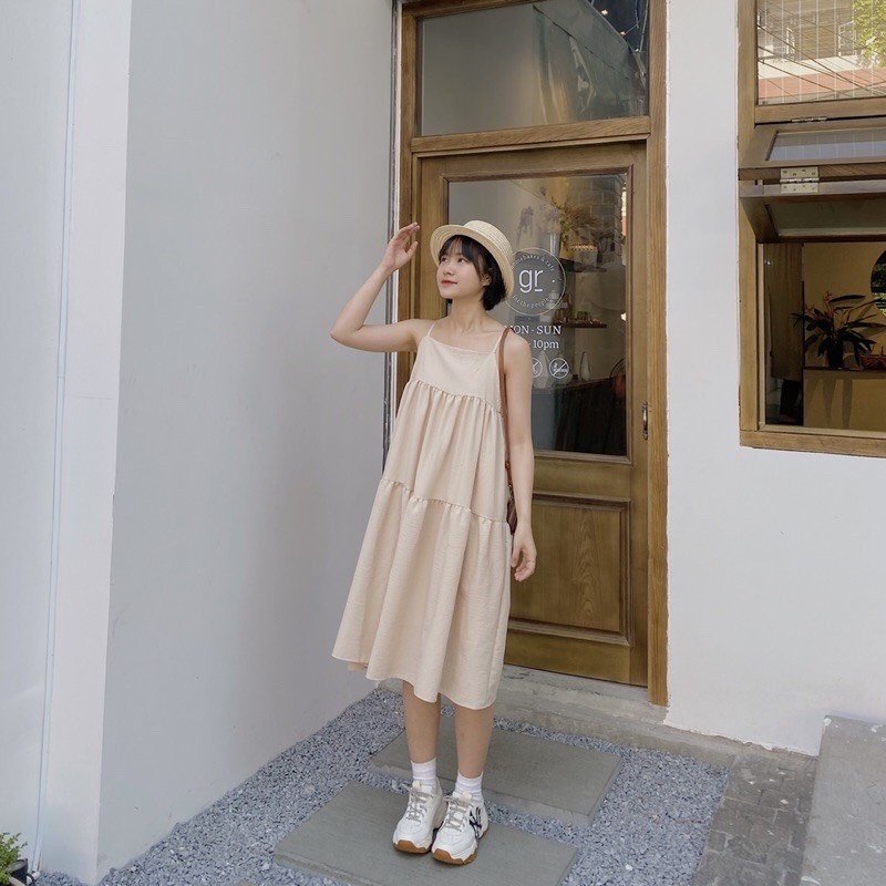 Váy Babydoll Ba Tầng Màu 🎁 Nana's House - FREESHIP 🎁 Đầm hai dây tiểu thư phong cách bánh bèo | BigBuy360 - bigbuy360.vn