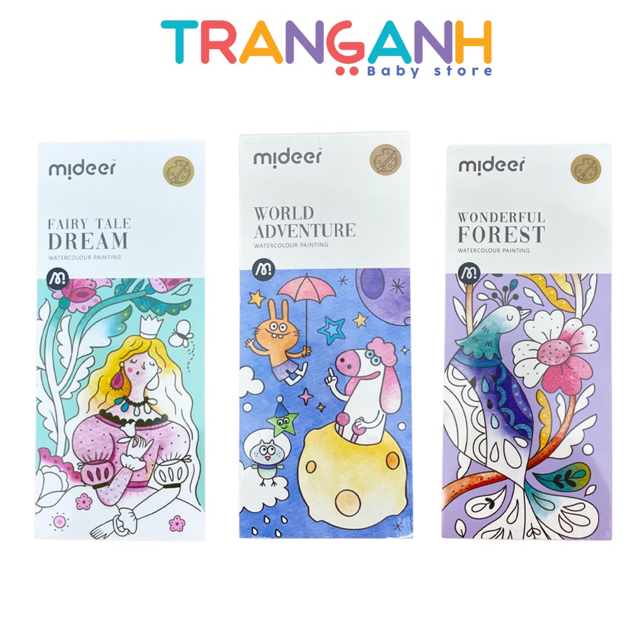 Bộ tranh tô màu nước kèm bút lông Mideer (20 tờ)
