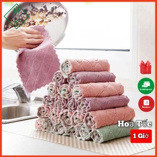 Khăn đa năng ⚡rẻ vô địch⚡ combo 5 khăn 10khăn lău mặt bàn rửa bát cao cấp thấm hút siêu nhanh , dụng cụ phòng bếp