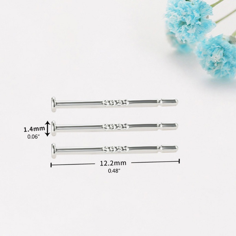 Sa Set 100 Kim Bạc 925 Dài 12.2MM Đầu Dẹt 1.4mm Làm Trang Sức Thủ Công