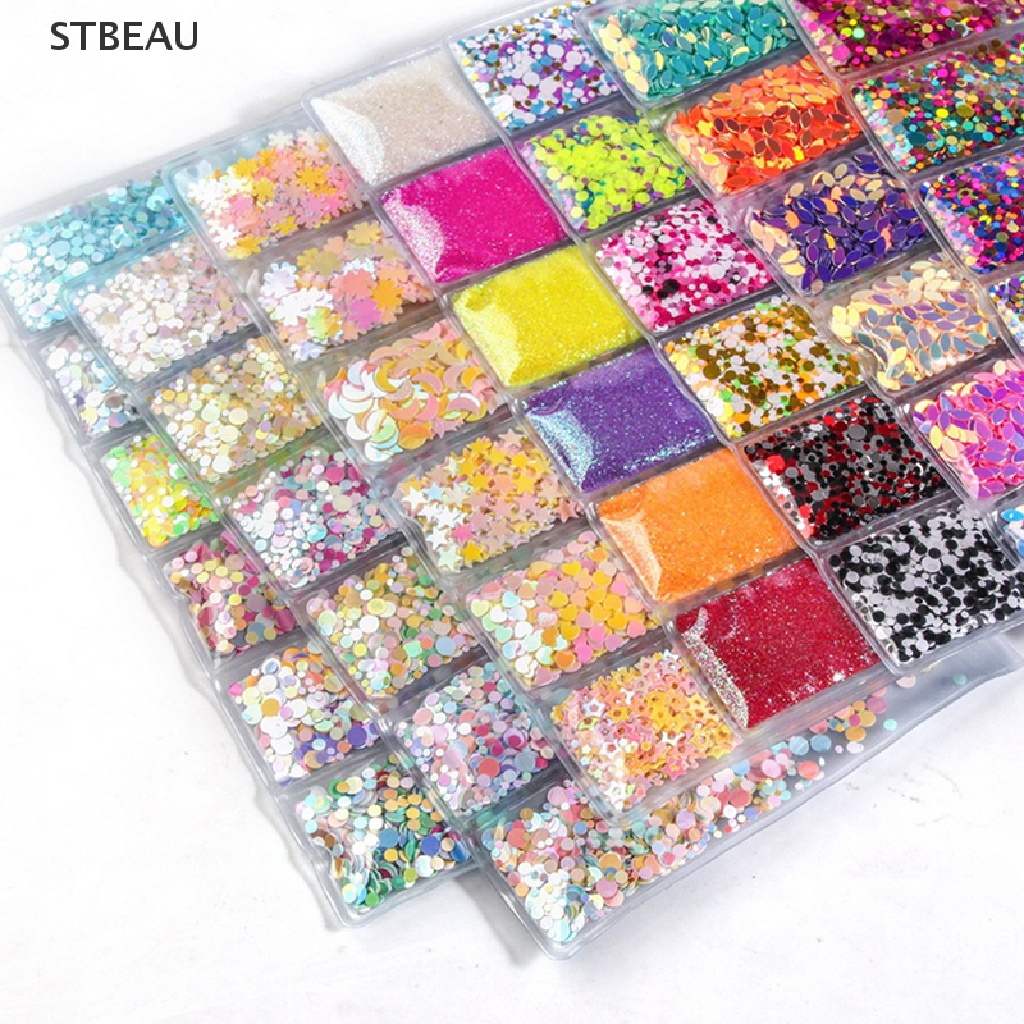 [Hàng mới về] Túi 6 ngăn đựng hạt kim sa lấp lánh trang trí móng tay nghệ thuật độc đáo