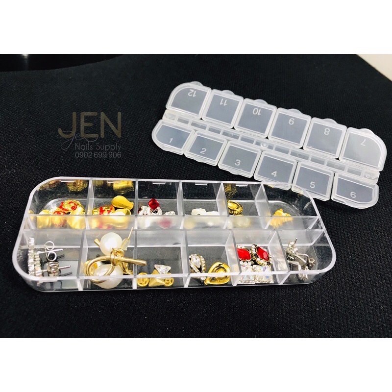 Khay nhựa 12 ô đựng đá nail charm-hộp nhựa