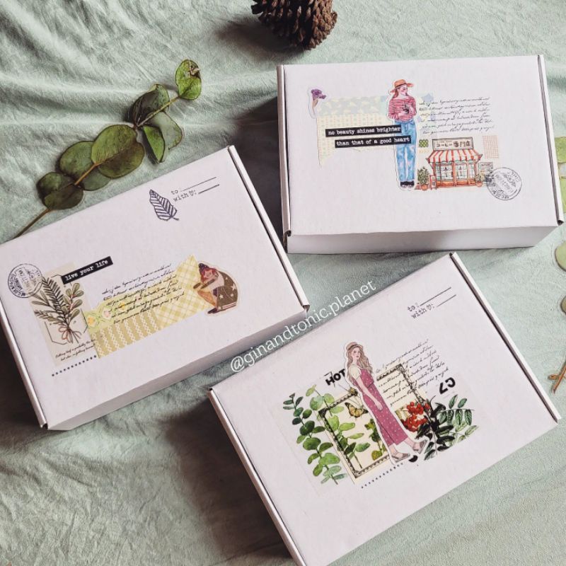 Hộp quà tặng vintage theo phong cách bullet journal nhiều kích cỡ - ginandtonic