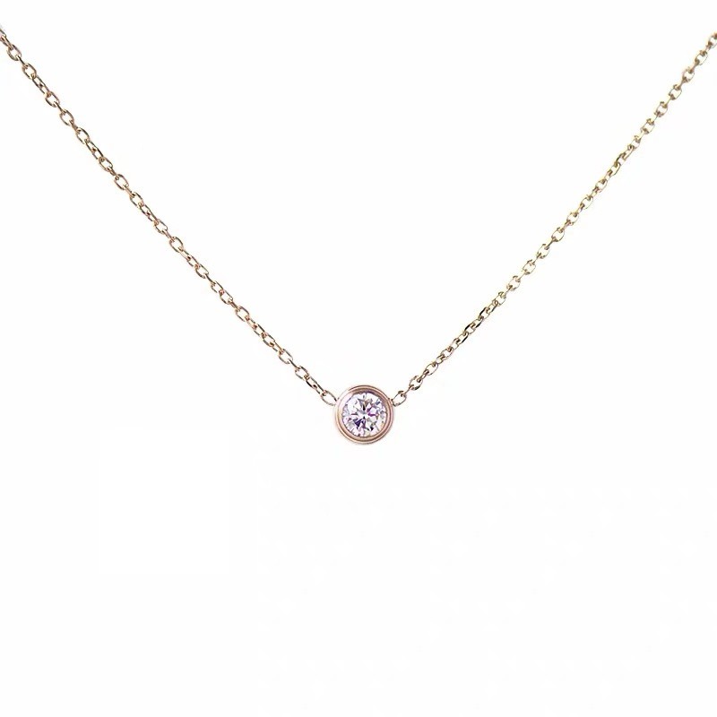 Dây Chuyền Mạ Vàng Hồng 18K Đính Đá Zircon Phong Cách Hàn Quốc Nhật Bản Chống Thấm Nước Không Gây Dị Ứng