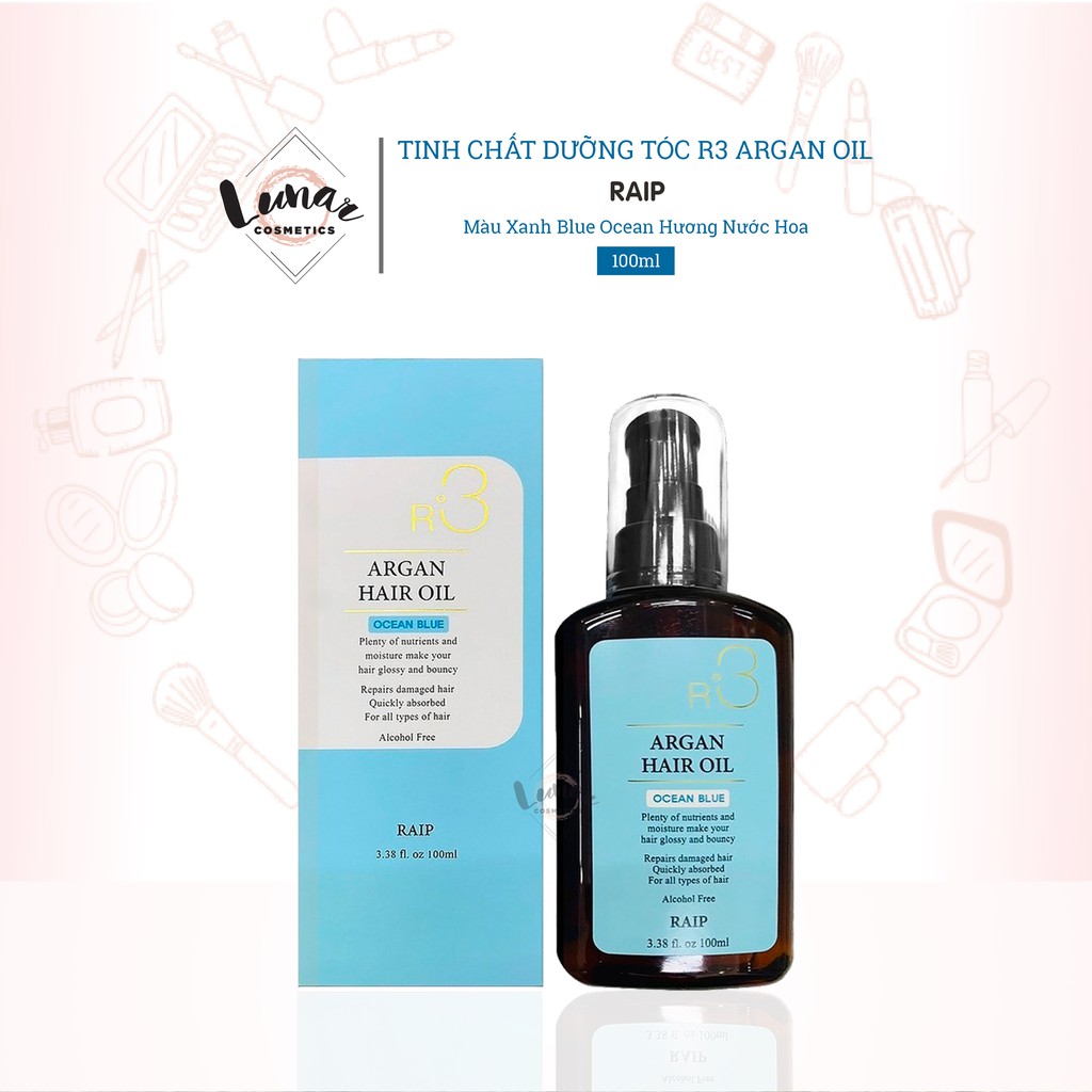 Tinh Chất Dưỡng Tóc Raip R3 Argan Oil Màu Xanh Blue Ocean Hương Nước Hoa 100ml - Dầu dưỡng tóc Raip