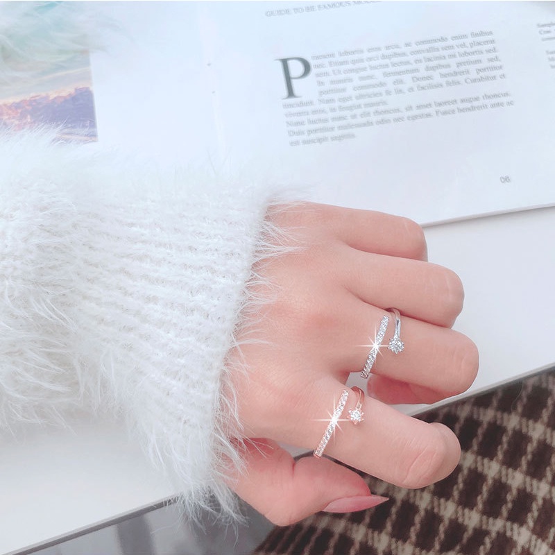Silver Plated Jewelry Ring 925 Star Shape Zircon
