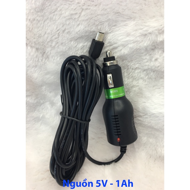 Tẩu cấp nguồn cho camera hành trình, nguồn vào 12-24V, nguồn ra 5V - 1Ah, dây 3.5m, đầu cắm MINI USB