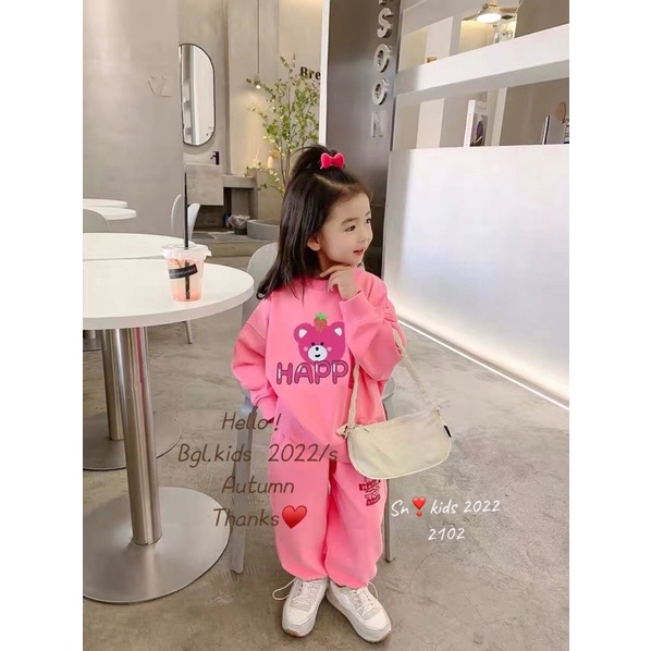 Bộ gấu HAPPY vui vẻ cực xinh yêu cho bé gái - BGHP