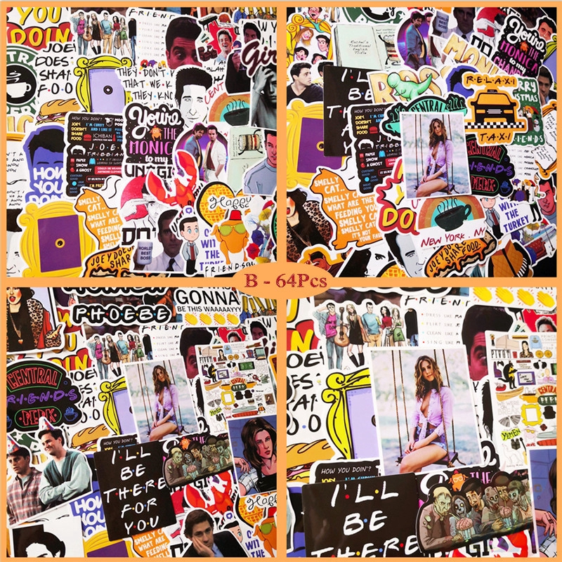 ❉ Friends - Series 02 Hot TV Shows Giấy và decal dán tường ❉1 Set DIY Doodle Decals Stickers（A-34Pcs；B-64Pcs）