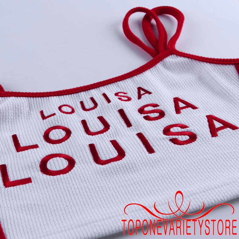 Áo Lửng Hai Dây Thêu Chữ Thời Trang Cho Nữ