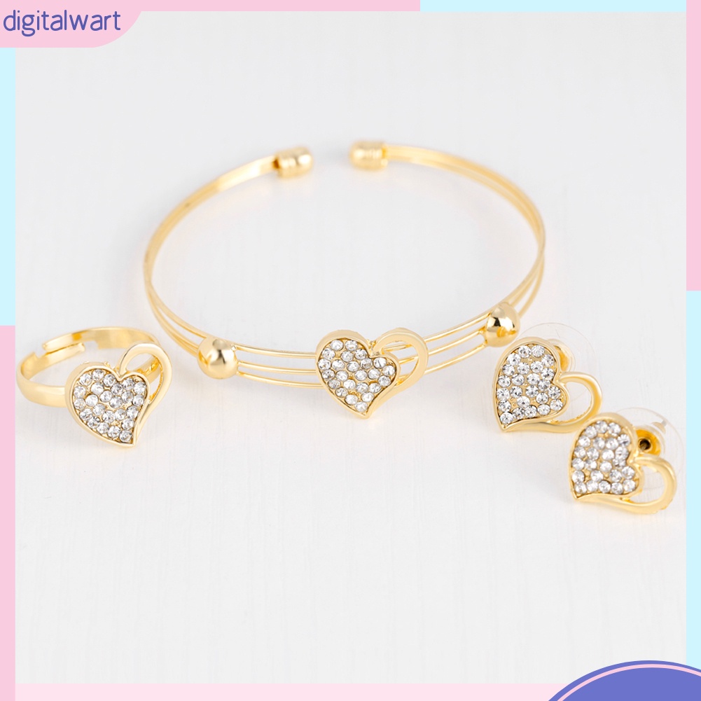 Bộ trang sức hợp kim đính đá hình tim xinh xắn