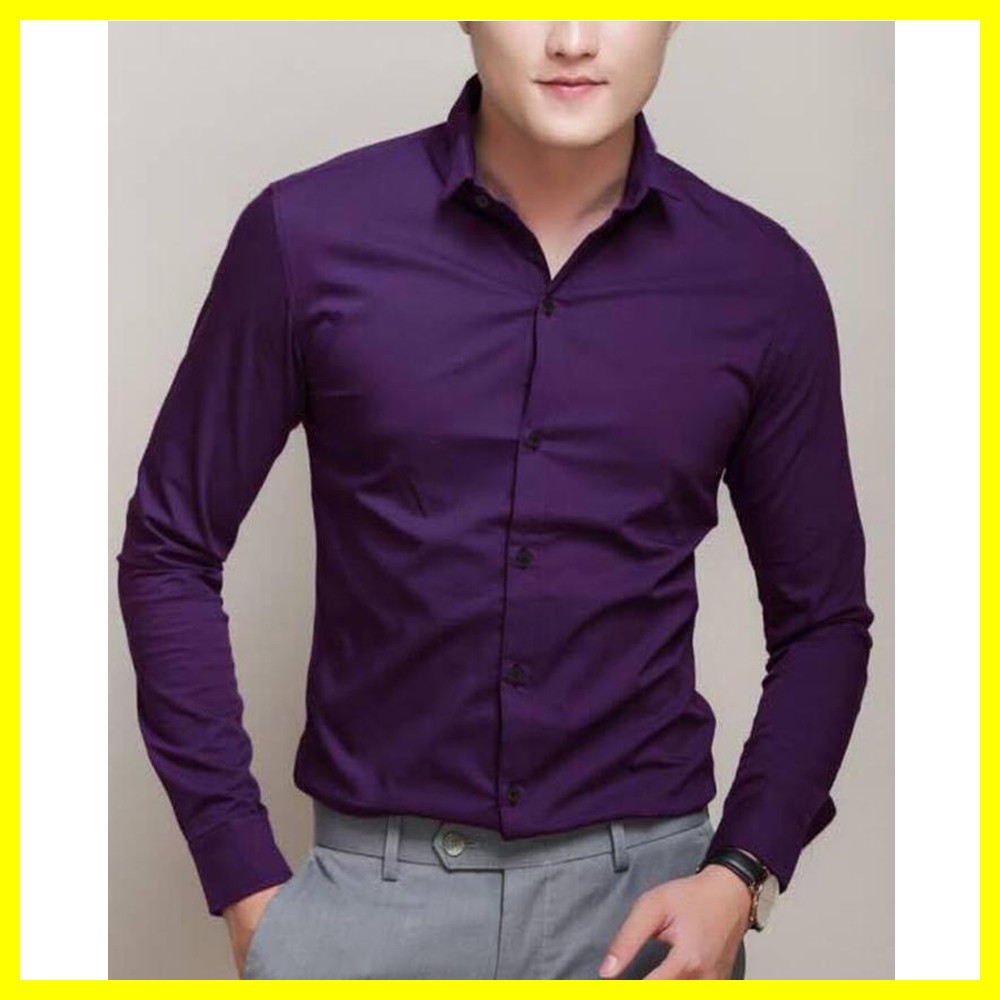 Sơ Mi trơn nam màu hồng chất cotton form ôm nhẹ cho nhiều lứa tuổi