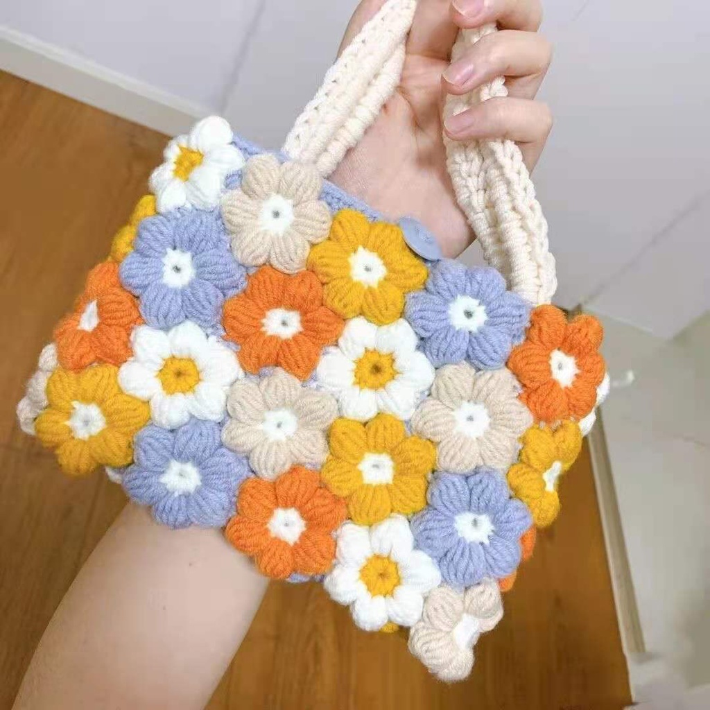 Túi Xách Bucket Đan Len Thủ Công Hình Trái Dâu Tây Xinh Xắn Thời Trang Cho Bạn Gái