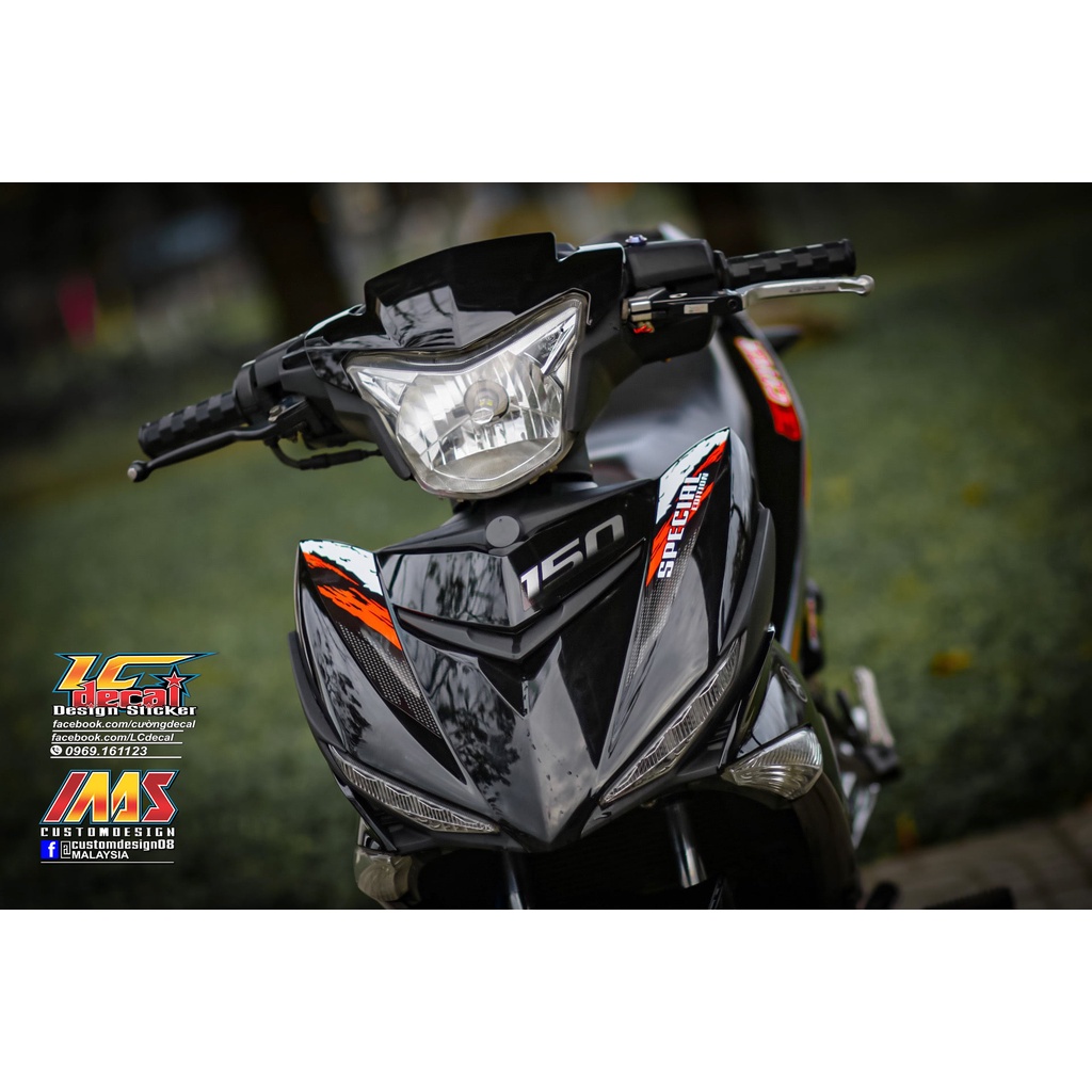 Tem Rời Dán Xe Exciter 150 Mẫu Special Edition Cam Đen Trắng Chế Từ 155 Cực Đẹp, Hàng 3 Lớp Chất Lượng Cao