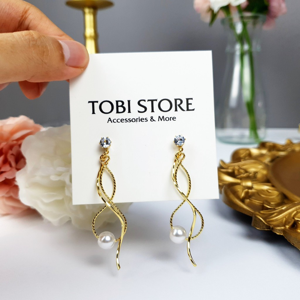 Bông tai nữ TOBI STORE nhiều kiểu dáng khuyên tai nữ dễ thương tròn, dài, mạ vàng xinh xắn