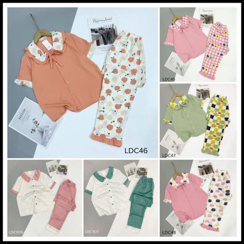 Đồ bộ Pijama cổ sen lụa mango cao cấp
