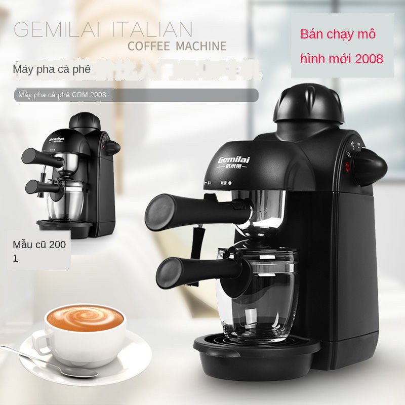 ✹Máy pha cà phê gia đình mới xay thủ công bằng tay hơi nước bọt sữa mini Ý Gemilai 2008