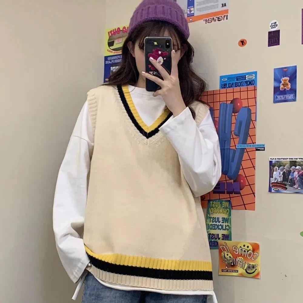 Áo Gile Sweater Dáng Rộng Không Tay Phong Cách Hàn Quốc Dành Cho Nữ | BigBuy360 - bigbuy360.vn