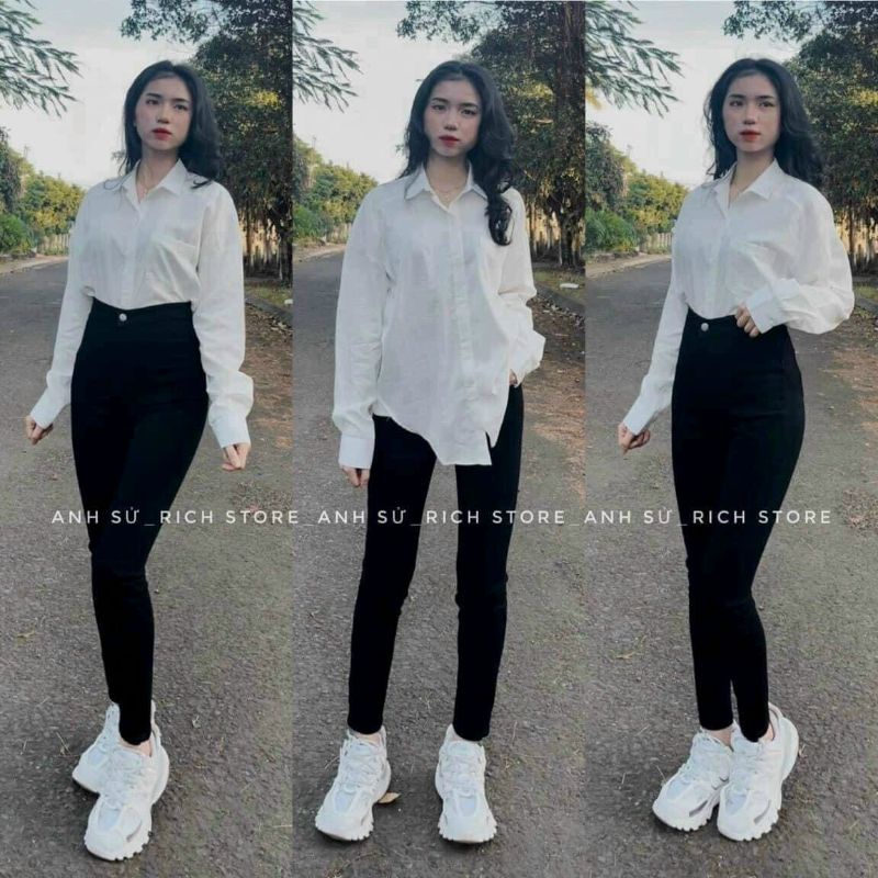 Quần ôm dài cạp cao chuẩn 2 vòng màu Đen❣️