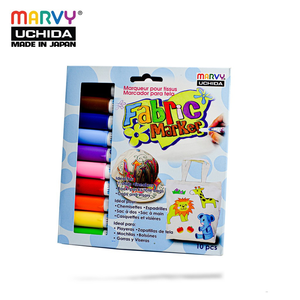 Bộ 10 cây Bút Dạ Viết Vẽ Vải Không Bay Màu Cho Bé Fabric Marker Marvy