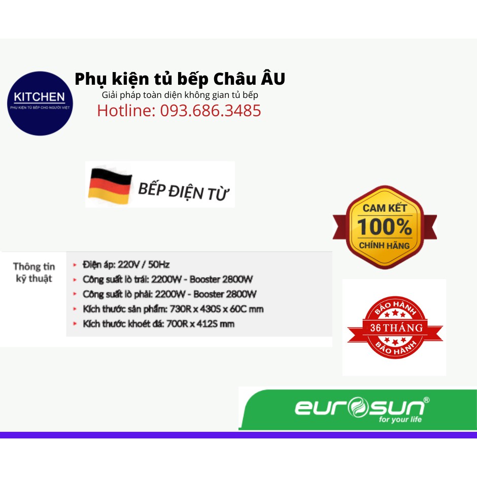 BẾP TỪ 2 VÙNG NẤU EUROSUN EU-T726pro chính hãng