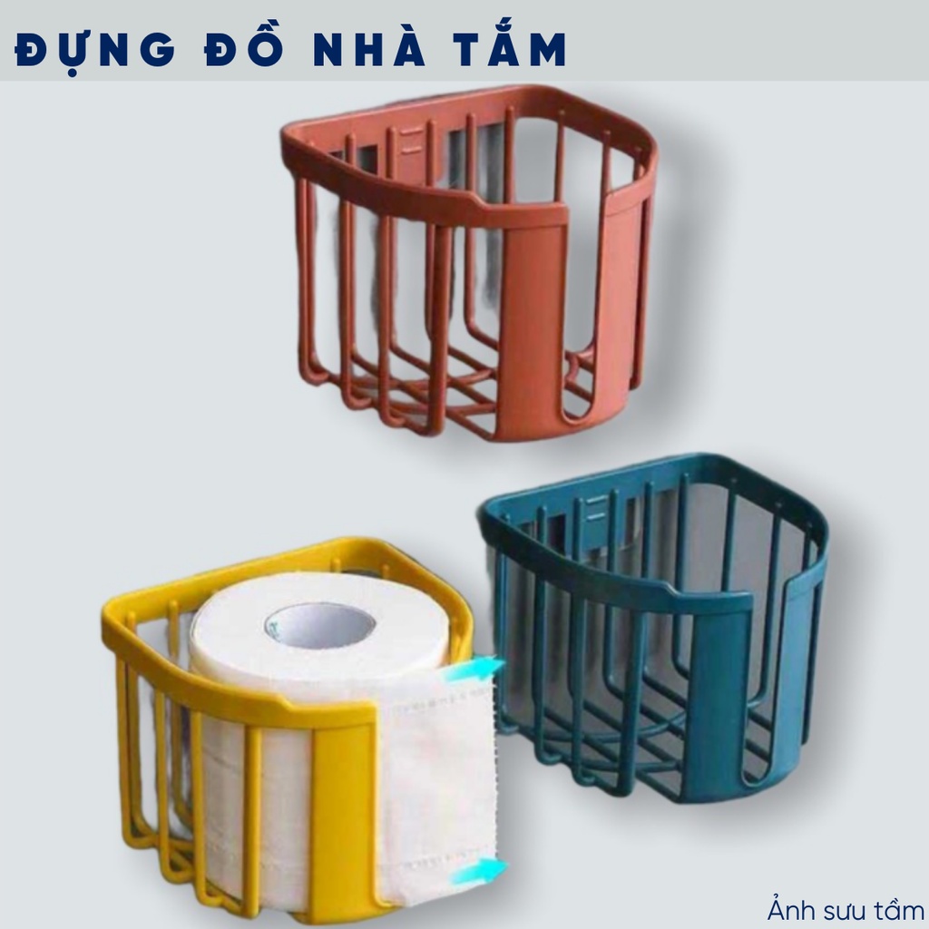 Giỏ Đựng Giấy Vệ Sinh Dán Tường Chịu Lực Việt Nhật Tiện Ích, Khay Đựng Giấy Dán Tường Màu Nâu, Xanh, Vàng