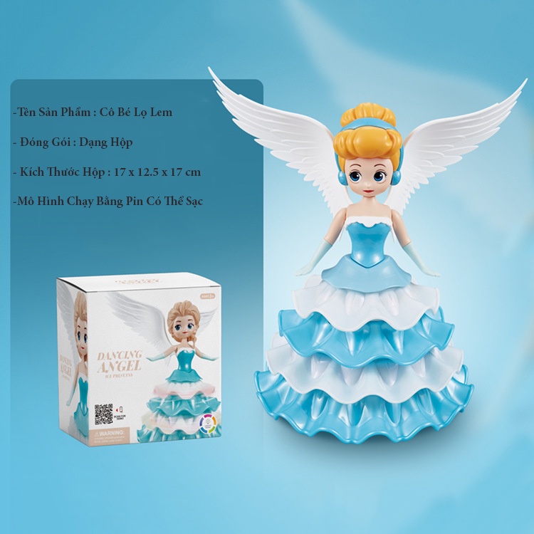 Đồ Chơi Bé Gái Mô Hình Công Chúa Sophia/ Công Chúa Lọ Lem/ Nàng Bạch Tuyết Nhảy Múa 360 Độ Có Đèn Và Nhạc