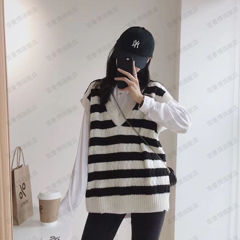 Áo Gile Len Kẻ Ngang Đen Trắng Ulzzang Phong Cách Hàn Quốc H08 ❤️