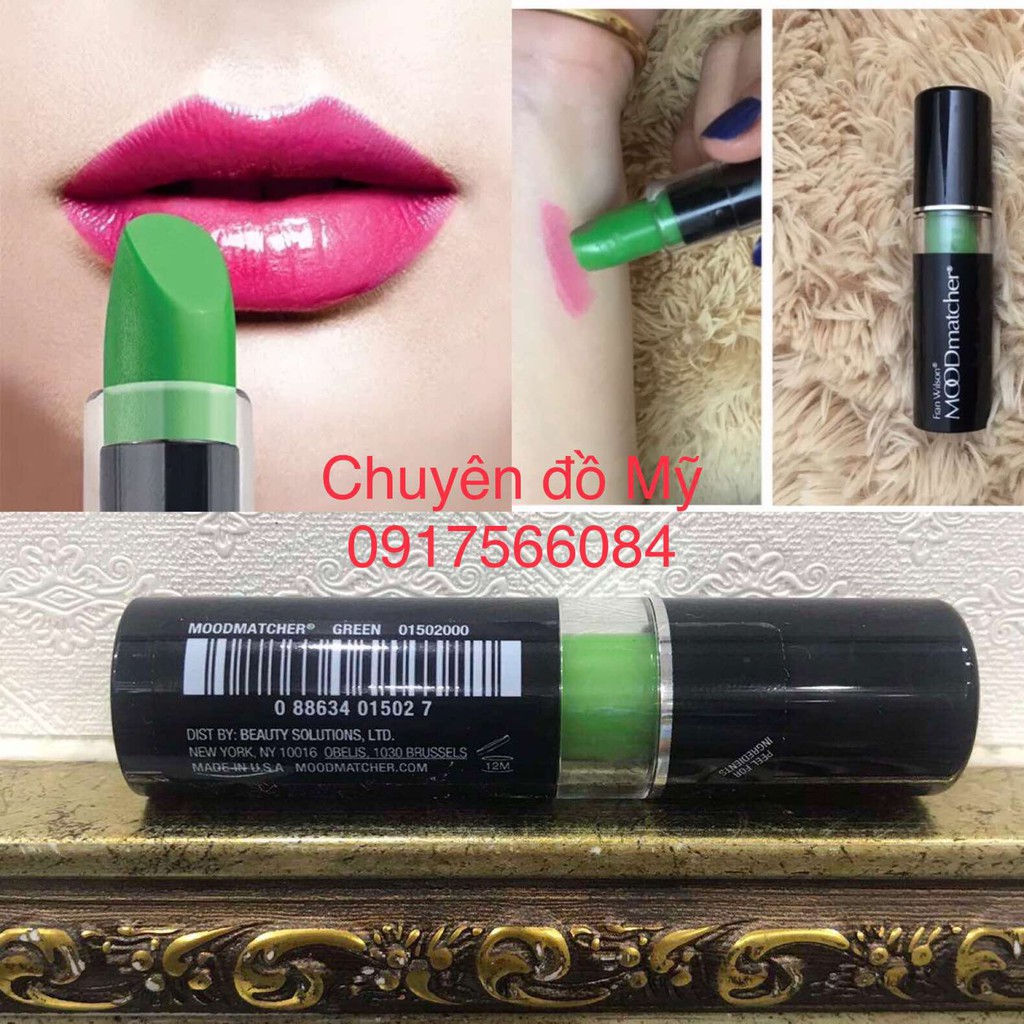 Son gió dưỡng môi đổi màu Fran Wilson Moodmatcher Green của Mỹ
