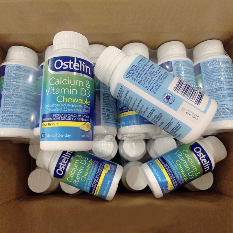 Viên Bổ Sung Canxi Và Vitamin D3 Vị Cam Chanh - Ostelin Calcium &amp; Vitamin D3 Chewable