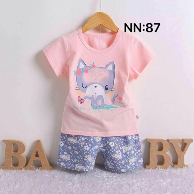 Bộ cotton bé gái xinh iu