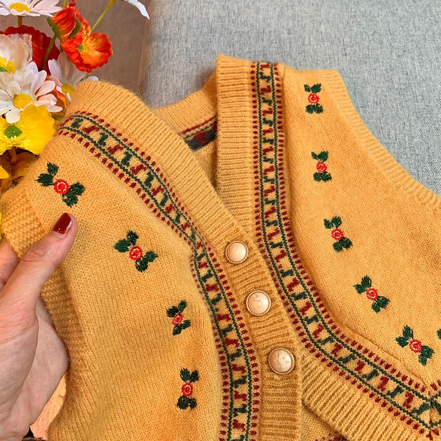 Áo khoác len cardigan sát nách thời trang cho bé gái