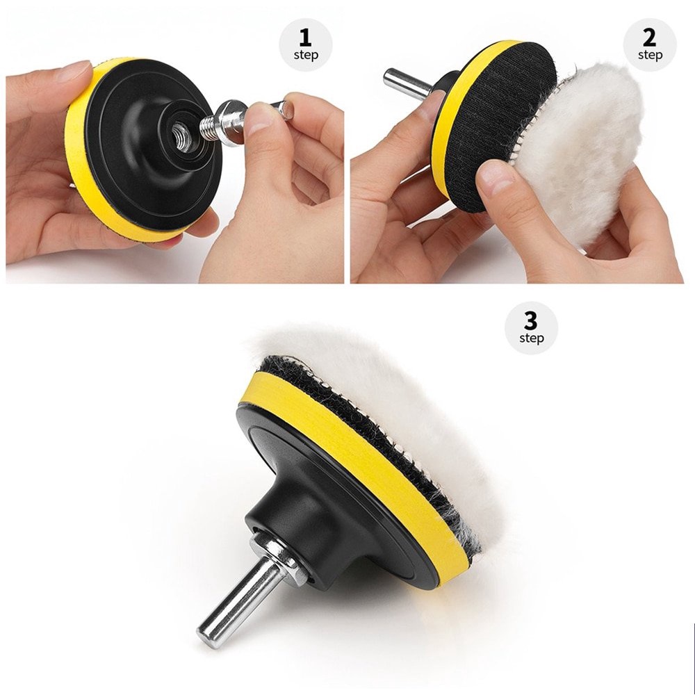 Bộ 5 Phớt Lông Cừu Đánh Bóng Xe, Xóa Xước 75mm - 180mm