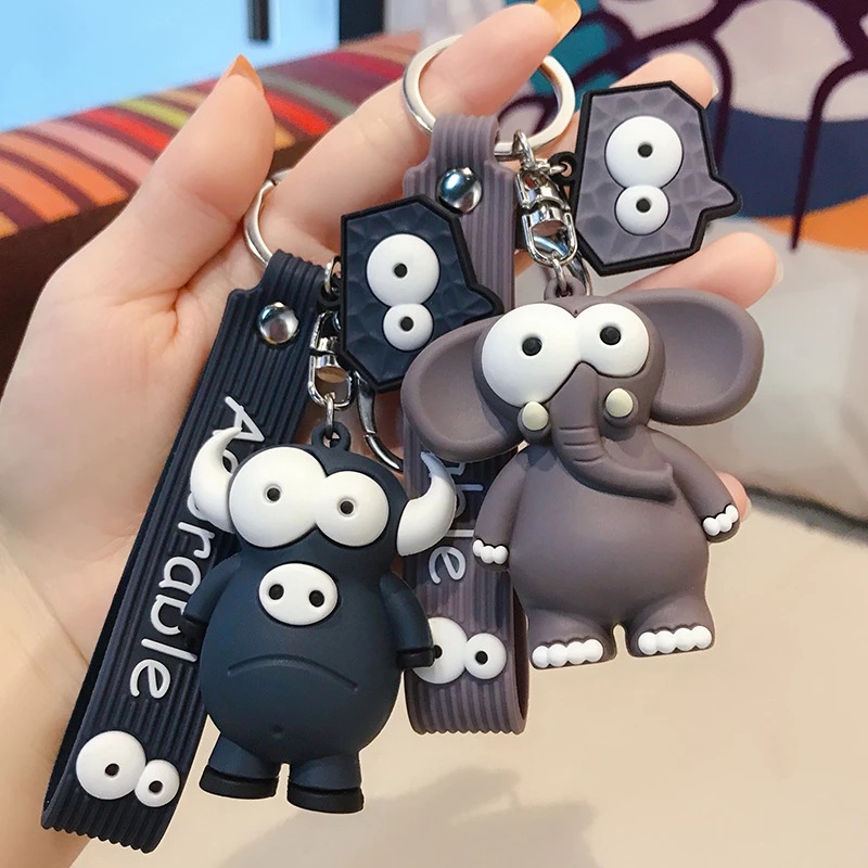 Móc khóa hình voi con mắt to dễ thương vui nhộn trang trí túi xách/xe hơi