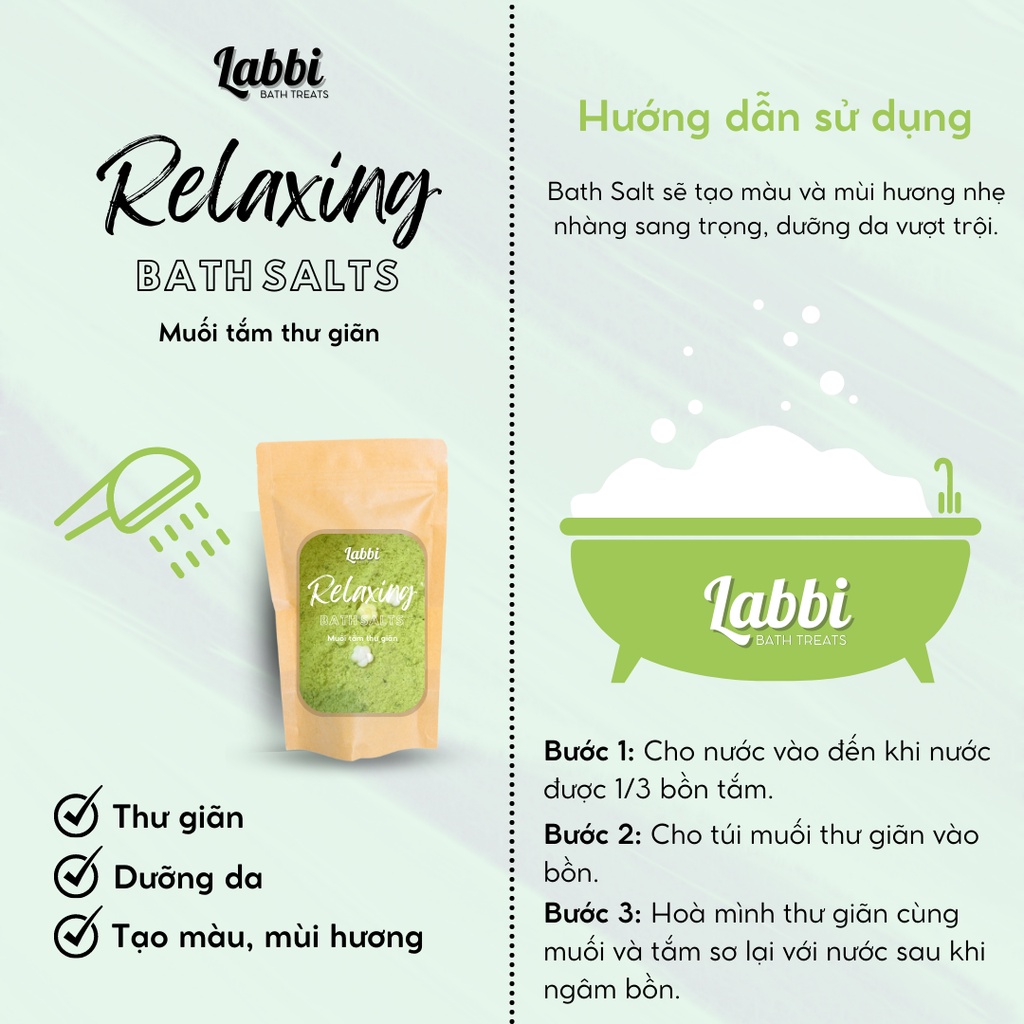 GREEN TEA [Labbi] Relaxing Bath Salt / Muối thư giãn dưỡng da
