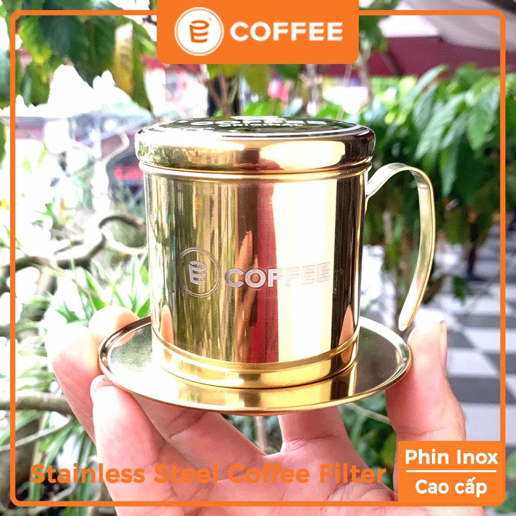 Phin cà phê Inox cao cấp E-COFFEE (Mầu vàng) Coffee Stanless Steel Coffee Filter sử dụng phin pha cà phê bột nguyên chất