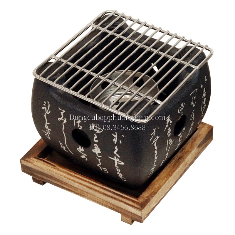 Bếp nướng than hoa kiểu Nhật Hàn, lò nướng mini kiểu Nhật Bản màu đen bằng gang carbon