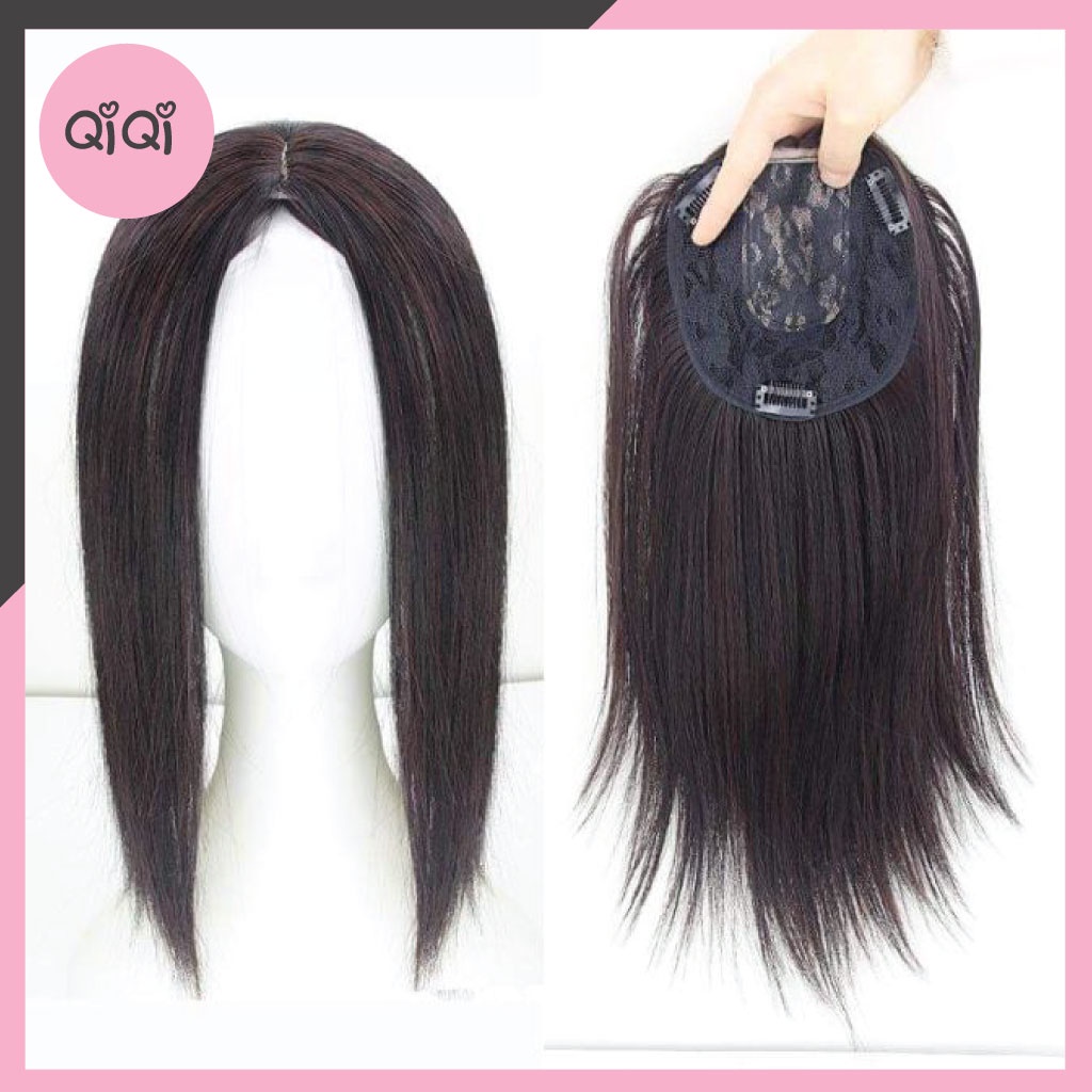 Tóc Giả Kẹp Che Hói, Che Tóc Bạc Ko Mái Loại Thẳng QiQiShop