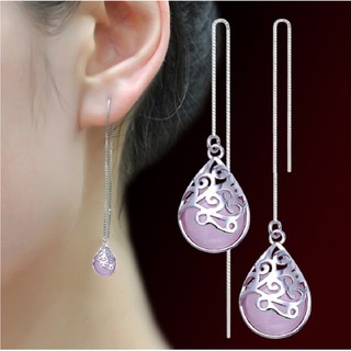 Bông tai nữ bạc 925 đính đá pha lê cao cấp phong cách Hàn Quốc