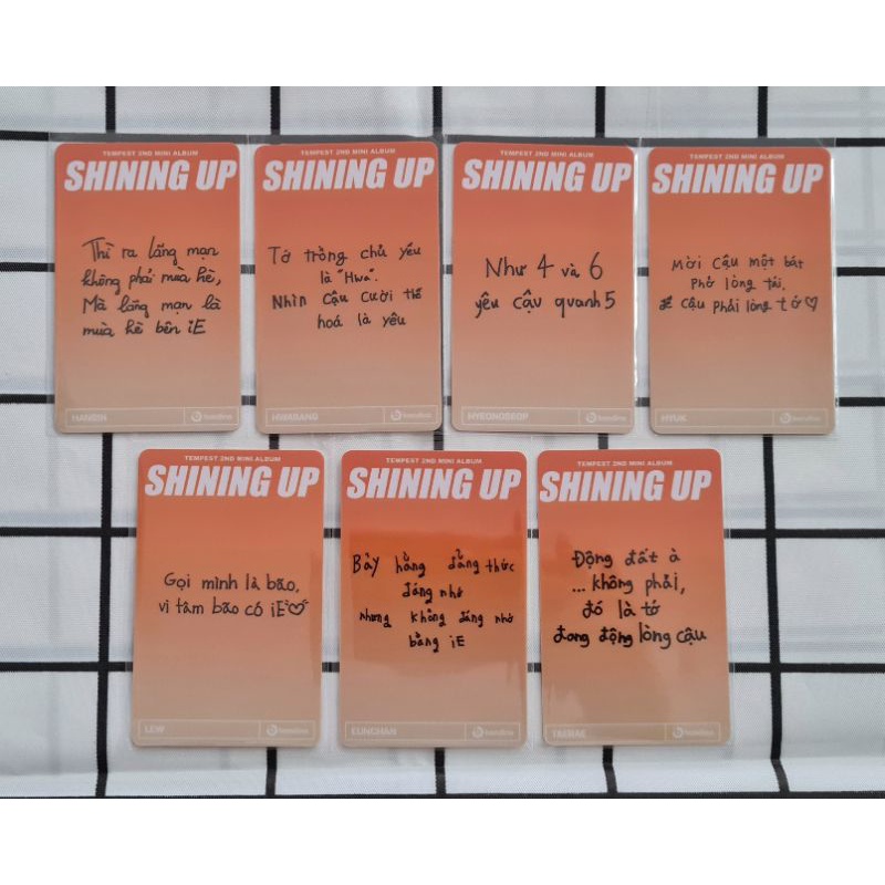 Thẻ Hình Ảnh Card Benefit Web Bandina Album SHINING UP TEMPEST Hanbin Ngô Ngọc Hưng