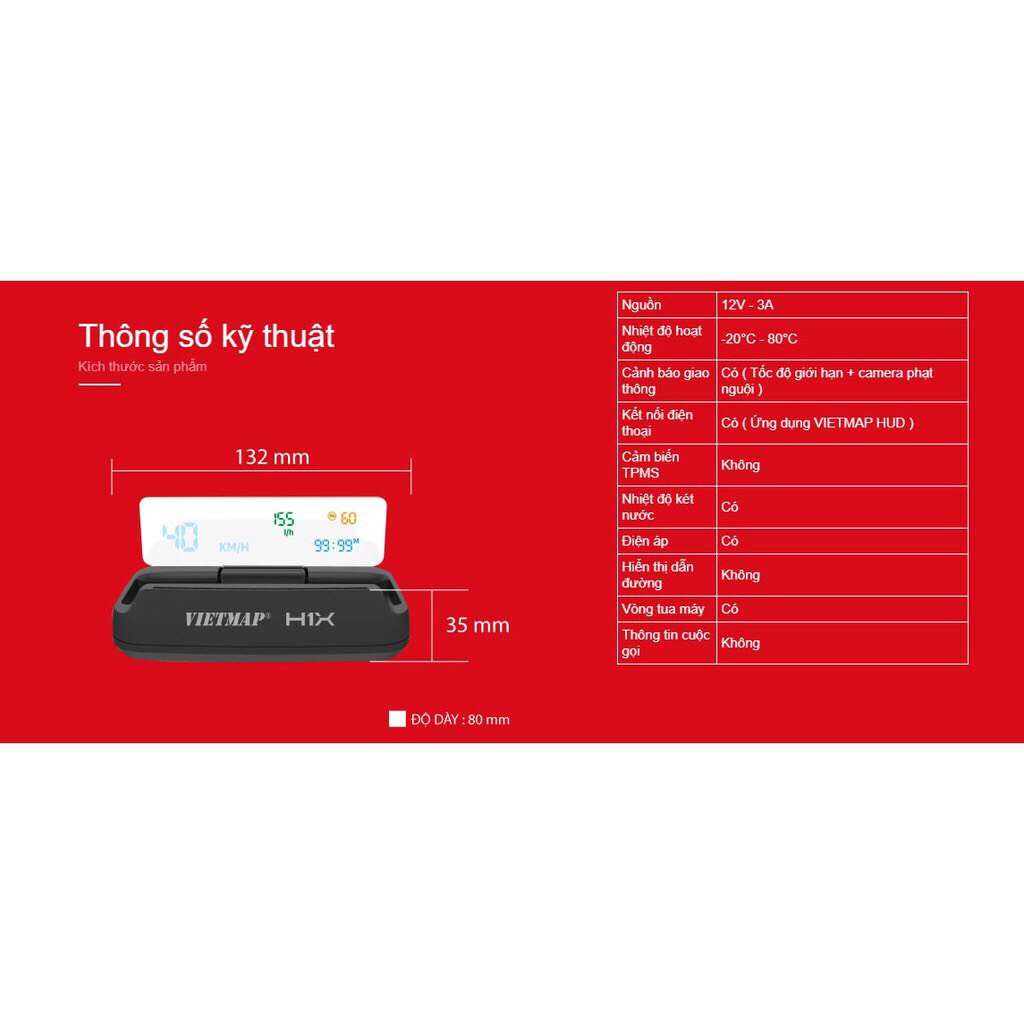 VIETMAP HUD H1X - Màn Hình Hiển Thị Thông Tin Xe Hơi