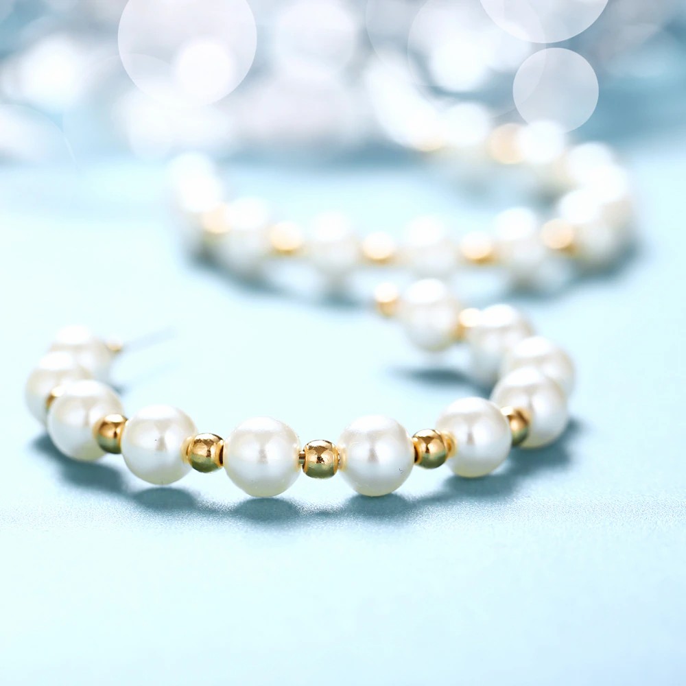 Khuyên tai AY đính ngọc trai giả thời trang dành cho nữ