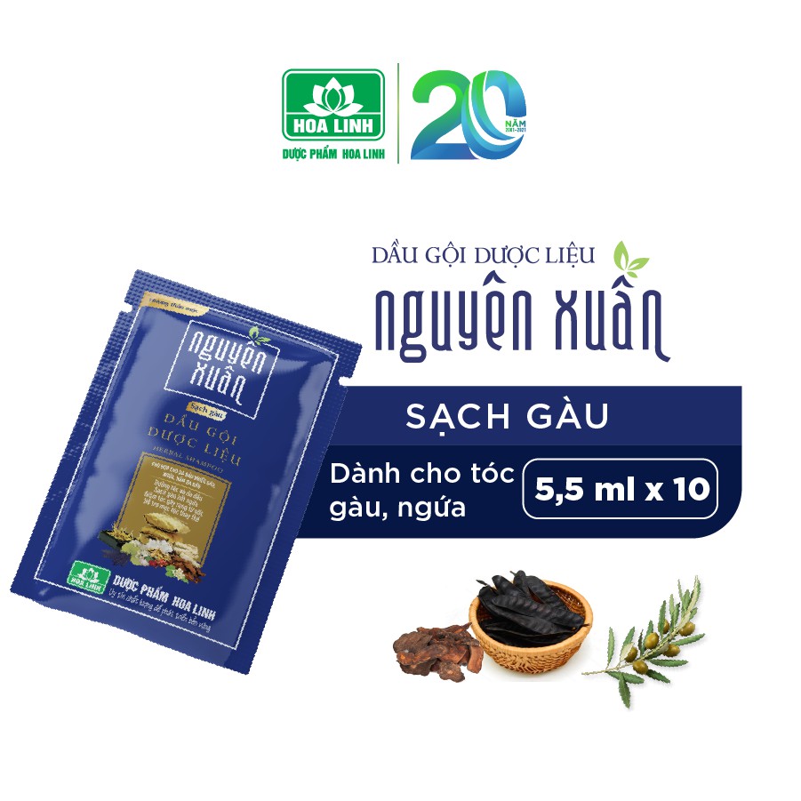 Dầu gội dược liệu Nguyên Xuân sạch gàu ( 10 gói x 5.5ml)