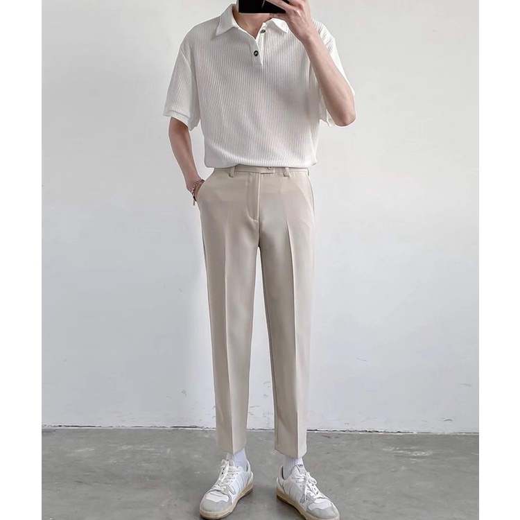 Áo Thun polo Tay Ngắn Phong Cách Đường Phố Hàn Quốc Thời Trang Mùa Hè Cho Nam