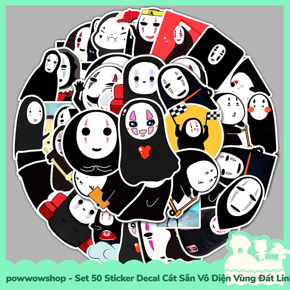 [Sẵn VN - Hỏa Tốc] Set 50 Sticker Mini Decal Dán Trang Trí Vật Dụng Mẫu Anime Manga Vô Diện Vùng Đất LH Chibi
