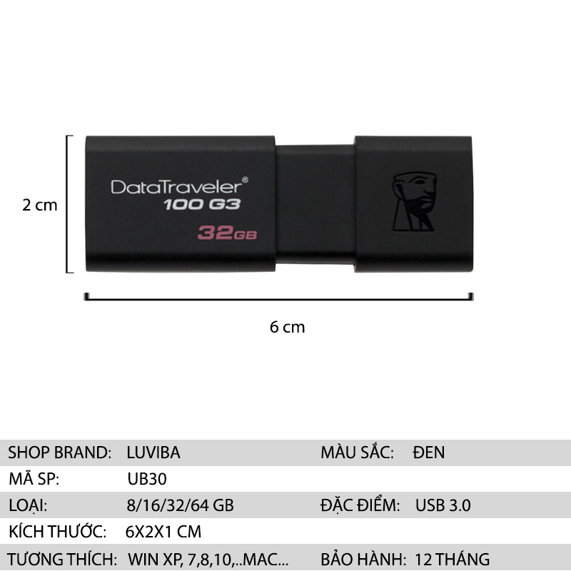 USB 3 0 KINGTON cho máy tính laptop mini 32gb 64gb 128gb 256gb LUVIBA UB30