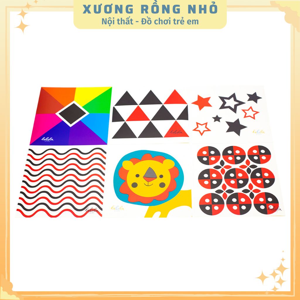 Thẻ kích thích thị giác cho trẻ sơ sinh dán tường đen trắng Lalala Baby giúp bé phát triển trí thông minh