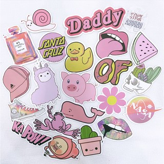 [Hồng]Set 10 Sticker PINKY nhám chống nước, dán laptop, điện thoại, nón bảo hiểm, guitar...